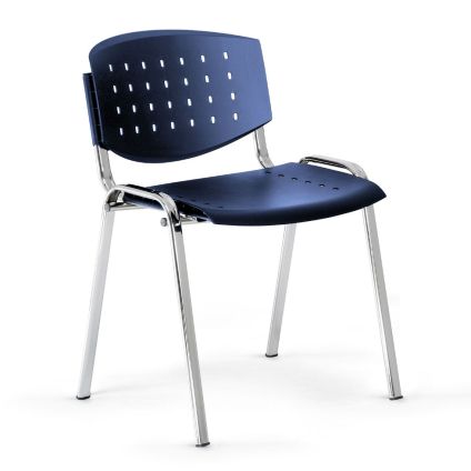 Konferenční židle Troy II - chromované nohy, modrá