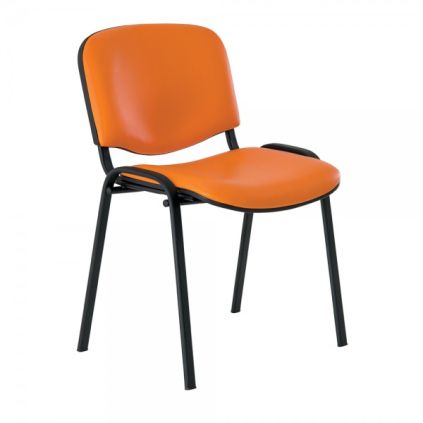 Kožená konferenční židle ISO - černé nohy, oranžová