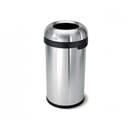Kulatý otevřený koš 60 l, matná ocel, nerez