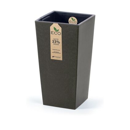 Květináč ECO WOOD, 24 cm, hranatý, tmavě hnědá
