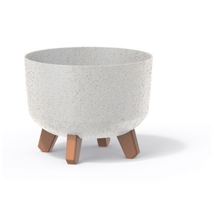 Květináč s nožkami ECO WOOD, 23,5 cm, bílá