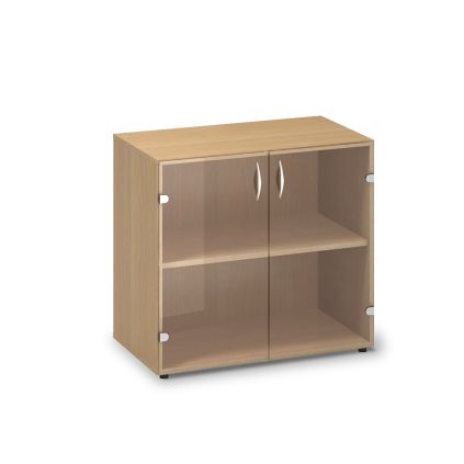 Nízká skleněná skříň ProOffice 80 x 45,8 x 73,5 cm, buk