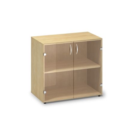 Nízká skleněná skříň ProOffice 80 x 45,8 x 73,5 cm, divoká hruška
