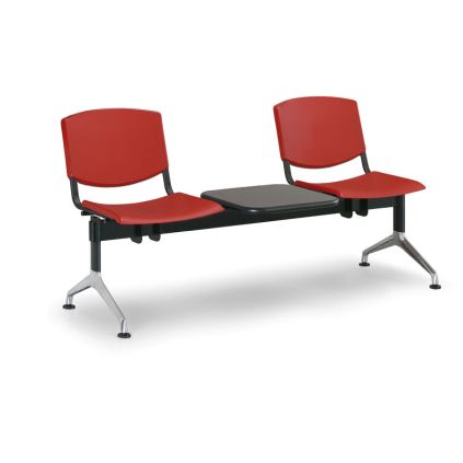 Plastová lavice Design, 2-sedák + stolek, červená