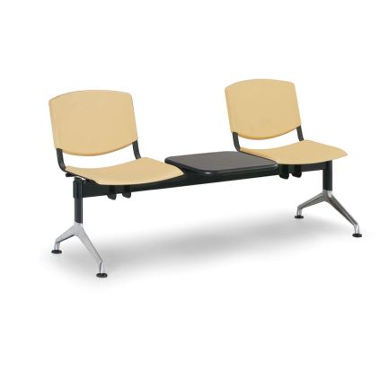 Plastová lavice Design, 2-sedák + stolek, žlutá