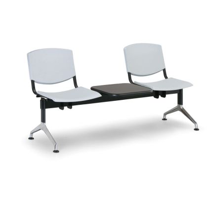 Plastová lavice Design, 2-sedák + stolek, šedá