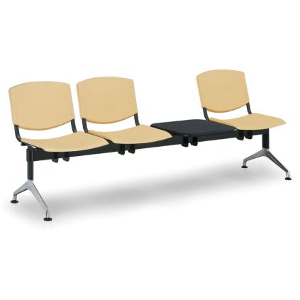 Plastová lavice Design, 3-sedák + stolek, černá