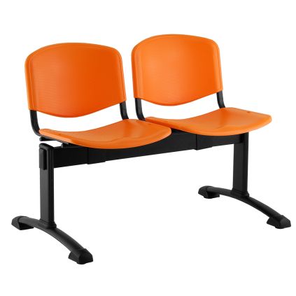 Plastová lavice ISO, 2-sedák - černé nohy, oranžová