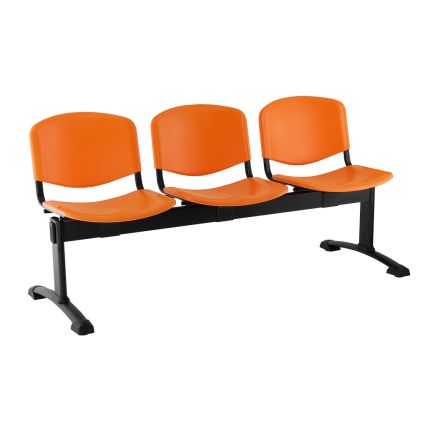 Plastová lavice ISO, 3-sedák - černé nohy, oranžová