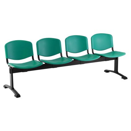 Plastová lavice ISO, 4-sedák - černé nohy, zelená