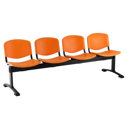 Plastová lavice ISO, 4-sedák - černé nohy, oranžová