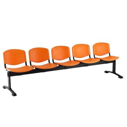 Plastová lavice ISO, 5-sedák - černé nohy, oranžová