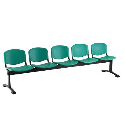 Plastová lavice ISO, 5-sedák - černé nohy, zelená
