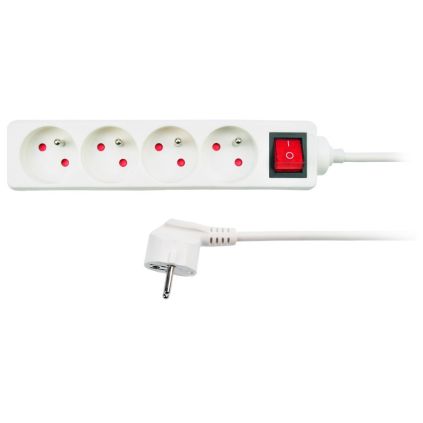 Prodlužovací kabel 4Z - 1,5m, vypínač, bílá