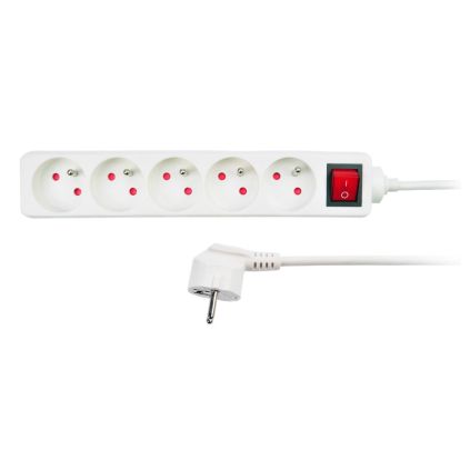 Prodlužovací kabel 5Z - 1,5m, vypínač, bílá