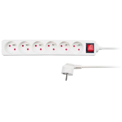 Prodlužovací kabel 6Z - 2m, vypínač, bílá