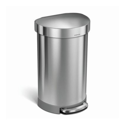 Půlkulatý pedálový koš 45 l, matná ocel, nerez