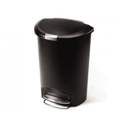 Půlkulatý pedálový koš 50 l, černý plast, černá