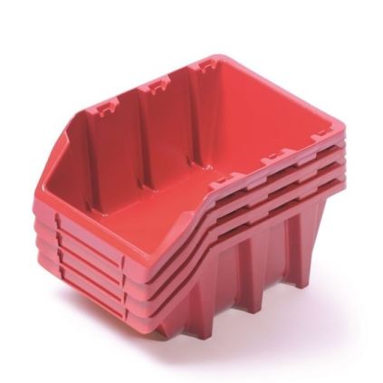 Sada 4 úložných boxů po 29,5 × 19,8 × 13,3 cm, červená