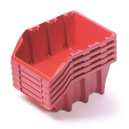 Sada 5 úložných boxů po 19,8 × 11,8 × 8,4 cm, červená