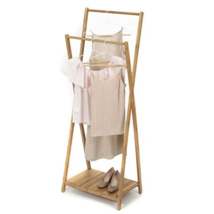 Bambusový věšák na oblečení Compactor Bamboo, dvojitý, hnědá