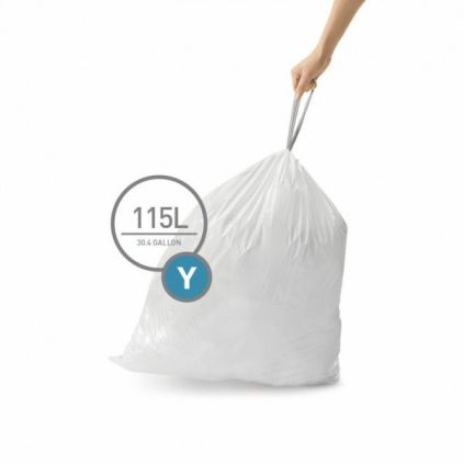 Stahovací sáčky na odpadky 115 l, typ Y - 200 ks, bílá
