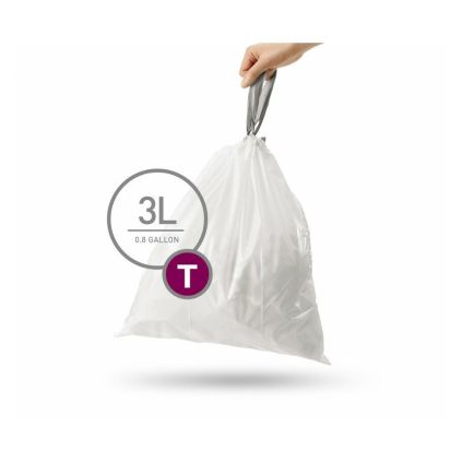 Stahovací sáčky na odpadky 3 l, typ T - 40 ks, bílá