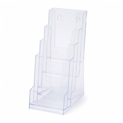 Stojánek na letáky formátu DL (pro 22 × 9,9 cm), 4 kapsy, čirá