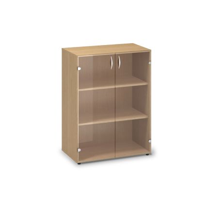 Střední skleněná skříň ProOffice 80 x 45,8 x 106,3 cm, buk