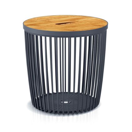 Univerzální koš s bambusovým víkem, 100 l, přírodní dřevo / antracit