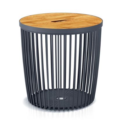 Univerzální koš s bambusovým víkem, 50 l, přírodní dřevo / antracit