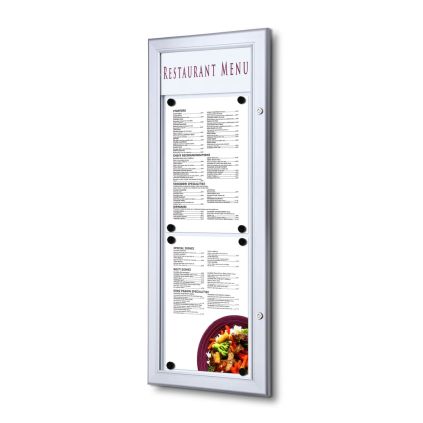 Venkovní uzamykatelná menu vitrína 2 x A4, na výšku, hliník