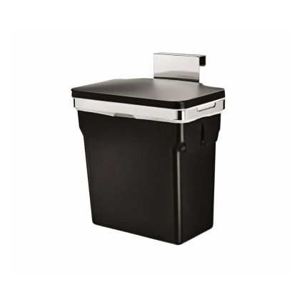 Vestavný koš 10 l, chromovaná ocel/plastové vědro, černá