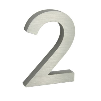 Domovní číslo "2", RN.100LV, broušené, stříbrná