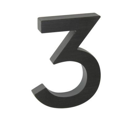 Domovní číslo "3", RN.100LV, broušené, černá