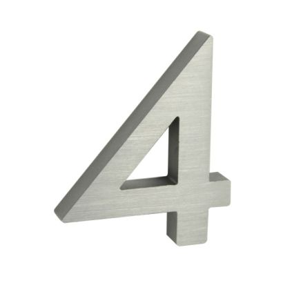 Domovní číslo "4", RN.100LV, broušené, stříbrná