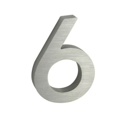 Domovní číslo "6", RN.100LV, broušené, stříbrná