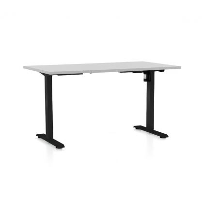 Výškově nastavitelný stůl OfficeTech A, 120 x 80 cm, černá podnož, světle šedá