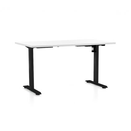 Výškově nastavitelný stůl OfficeTech A, 120 x 80 cm, černá podnož, bílá