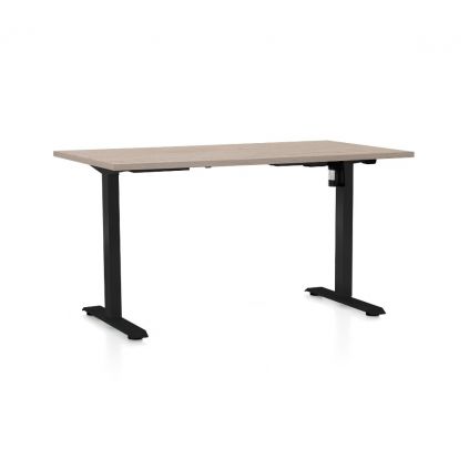 Výškově nastavitelný stůl OfficeTech A, 120 x 80 cm, černá podnož, dub
