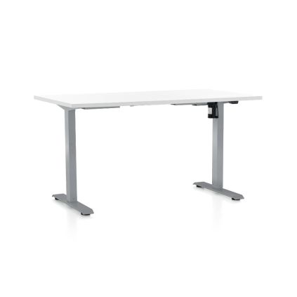 Výškově nastavitelný stůl OfficeTech A, 120 x 80 cm, šedá podnož, bílá