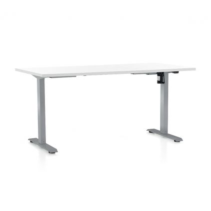 Výškově nastavitelný stůl OfficeTech A, 160 x 80 cm, šedá podnož, bílá