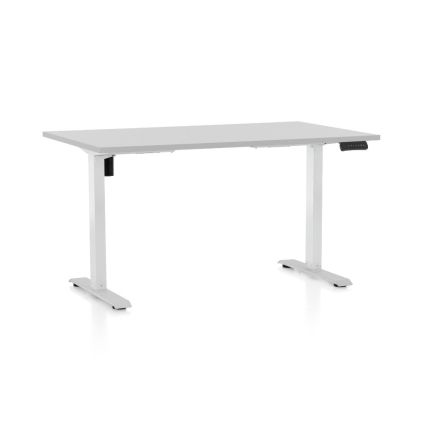 Výškově nastavitelný stůl OfficeTech B, 120 x 80 cm, bílá podnož, světle šedá