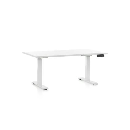 Výškově nastavitelný stůl OfficeTech C, 140 x 80 cm, bílá podnož, bílá