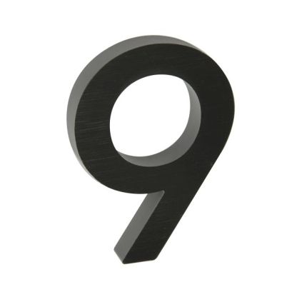Domovní číslo "9", RN.100LV, broušené, černá