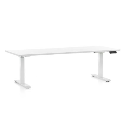 Výškově nastavitelný stůl OfficeTech C, 200 x 80 cm, bílá podnož, bílá