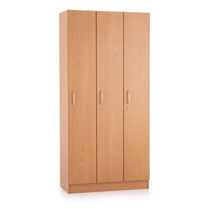 Dřevěná šatní skříňka Visio - 3 oddíly, 90 x 42 x 190 cm, buk