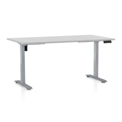 Výškově nastavitelný stůl OfficeTech B, 160 x 80 cm, šedá podnož, světle šedá