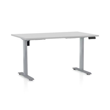 Výškově nastavitelný stůl OfficeTech B, 120 x 80 cm, šedá podnož, světle šedá