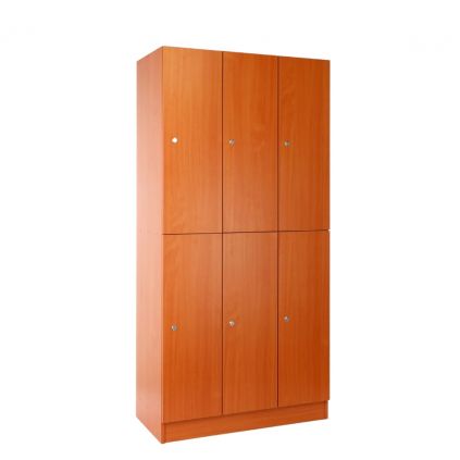 Dřevěná šatní skříňka Visio - 6 boxů, 90 x 45 x 185 cm, cylindrický zámek, třešeň